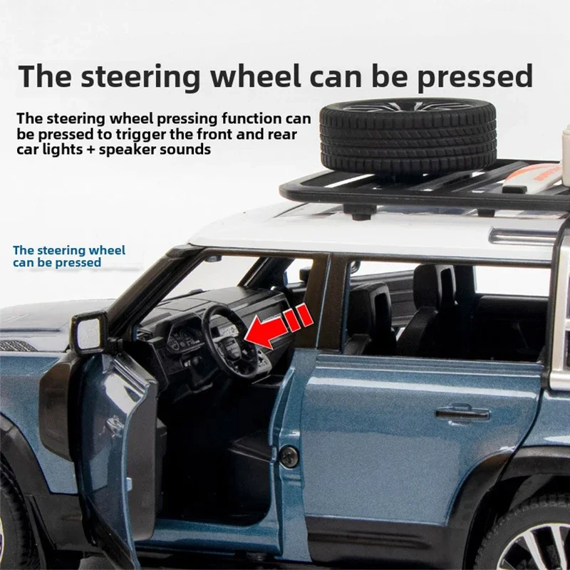 [CubeFun] 1:24 Land Rover nuevo guardia-modelo de coche de aleación para exteriores sonido y luz coche de juguete extraíble colección de regalos para niños