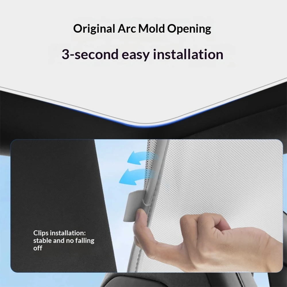 Car Sunroof Ice Cloth Buckle Sunshades Cover Front Rear Skylight Glass Roof Sun Shade Interior Accessories For Tesla Model YL - view 5