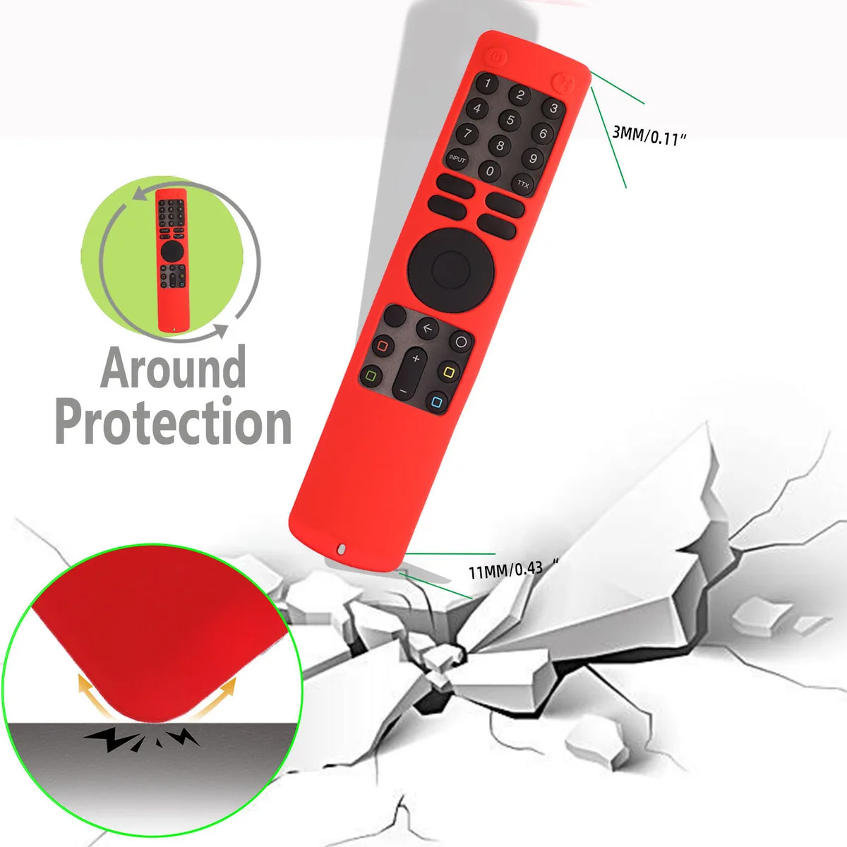 TV Remote Protective Case for Xiaomi 4S XMRM-010 X10 X6 MI 4S, Protective Case with Lanyard and Control Holder view 4