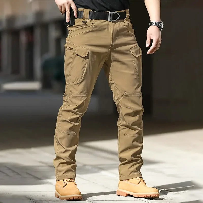 กางเกงคาร์โก้ผ้าสเตรชสำหรับผู้ชาย ปี 2026 หลายกระเป๋า สำหรับกิจกรรมกลางแจ้ง