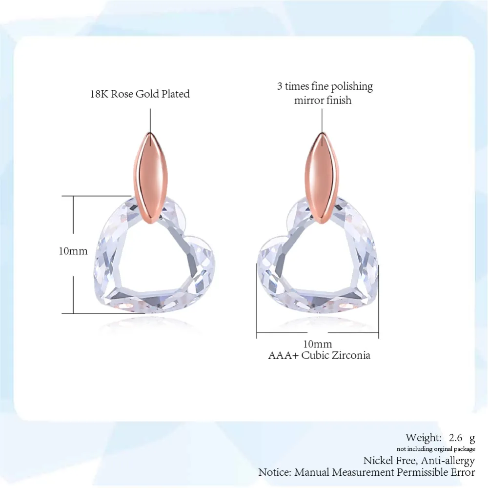 ZHOUYANG Jewelry Set For Women OL Lady Love Heart Clear Crystal Rose Gold Color Necklace Earring Gift Fashion Jewelry S253