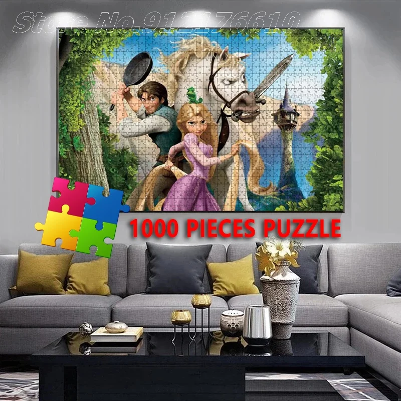 

Disney Cartoon Anime Puzzle Paper Tangled Rapunzel 1000 Pieces Diy Jigsaw Puzzles Decompress Puzzles for Adults Kids Gifts