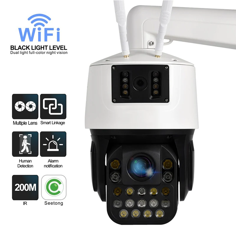 Seetong Wireless 20X Optical Zoom 4MP Dual Lens 360 Degree Rotate WIFI PTZ Camera Auto Tracking Full Color Night Vision