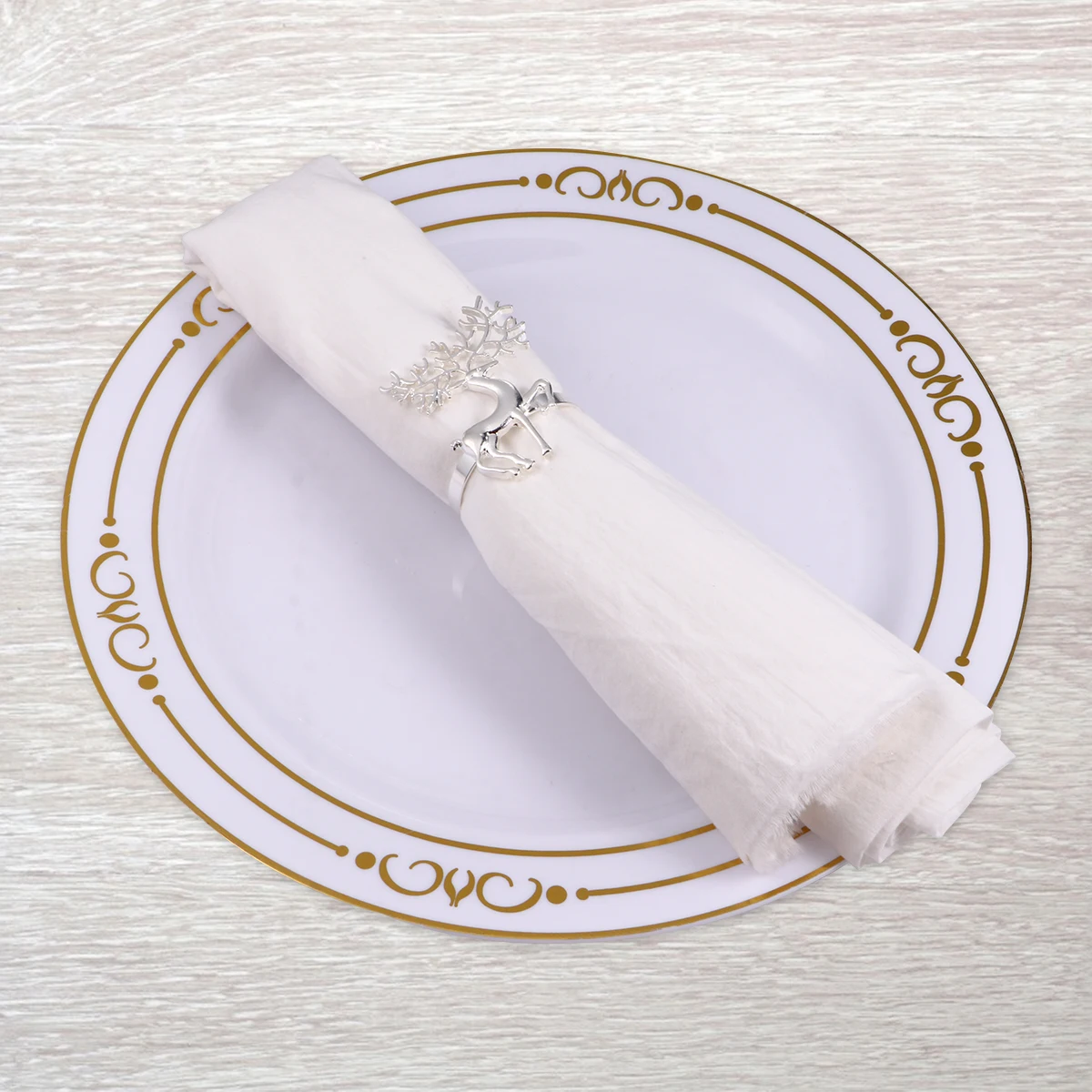 

6 Pcs Napkin Buckle Dinner Ring Reindeer Holder Christmas Decor Serviette Ringe Winter Holiday Holders Head Rings Metal Unique