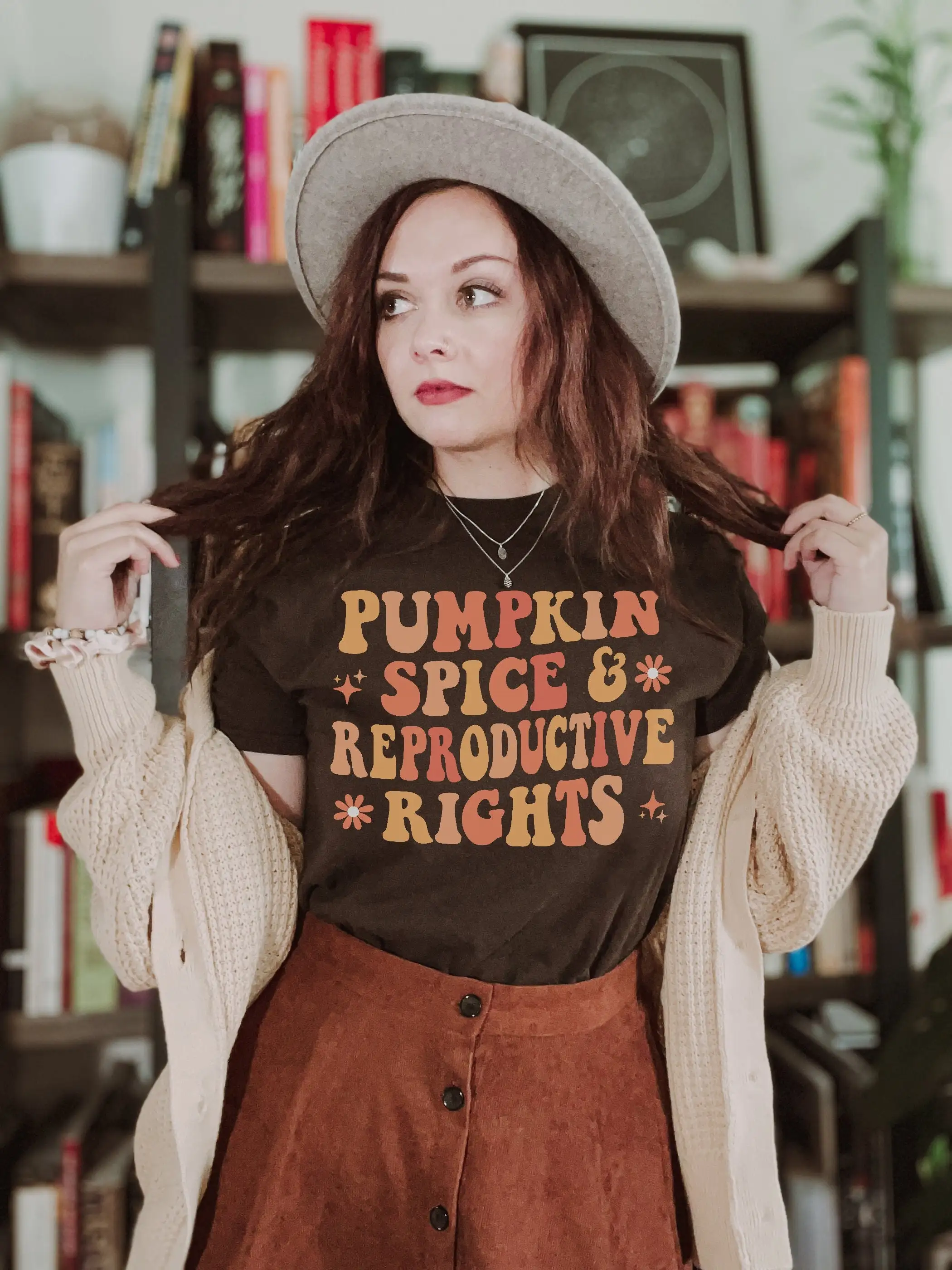 Pumpkin Spice And Reproductive Rights T Shirt Pro Choice Roe Feminist Equality Preppy Clothes