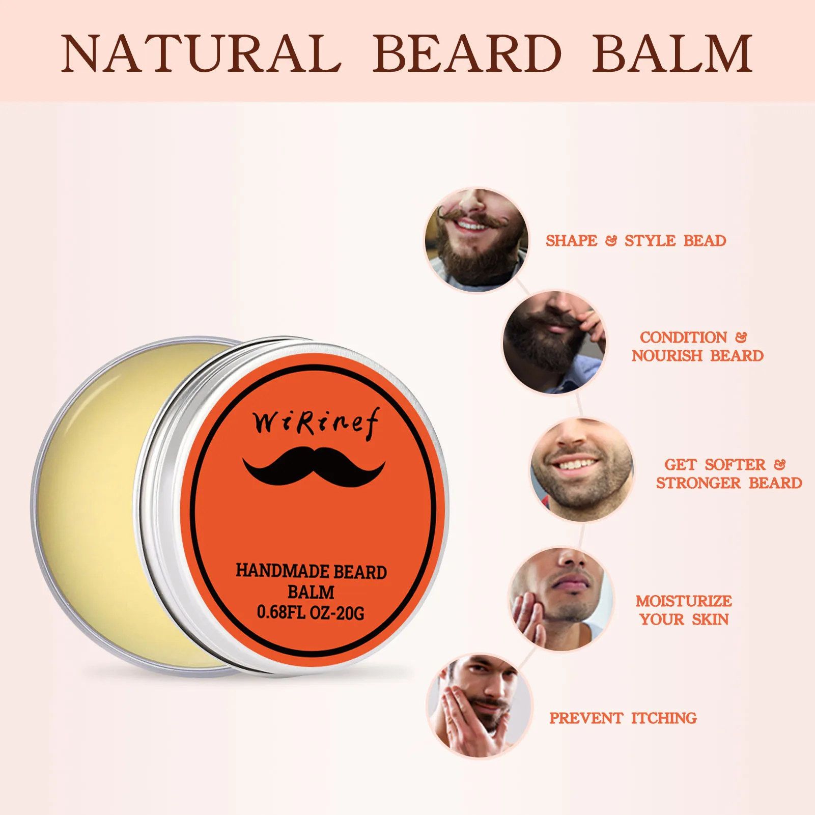 Natural Beard Balm Wax Man Beard Growth Oil Moisturizing Smoothing Dashing Gentlemen Beard Styling Professional Care Cream