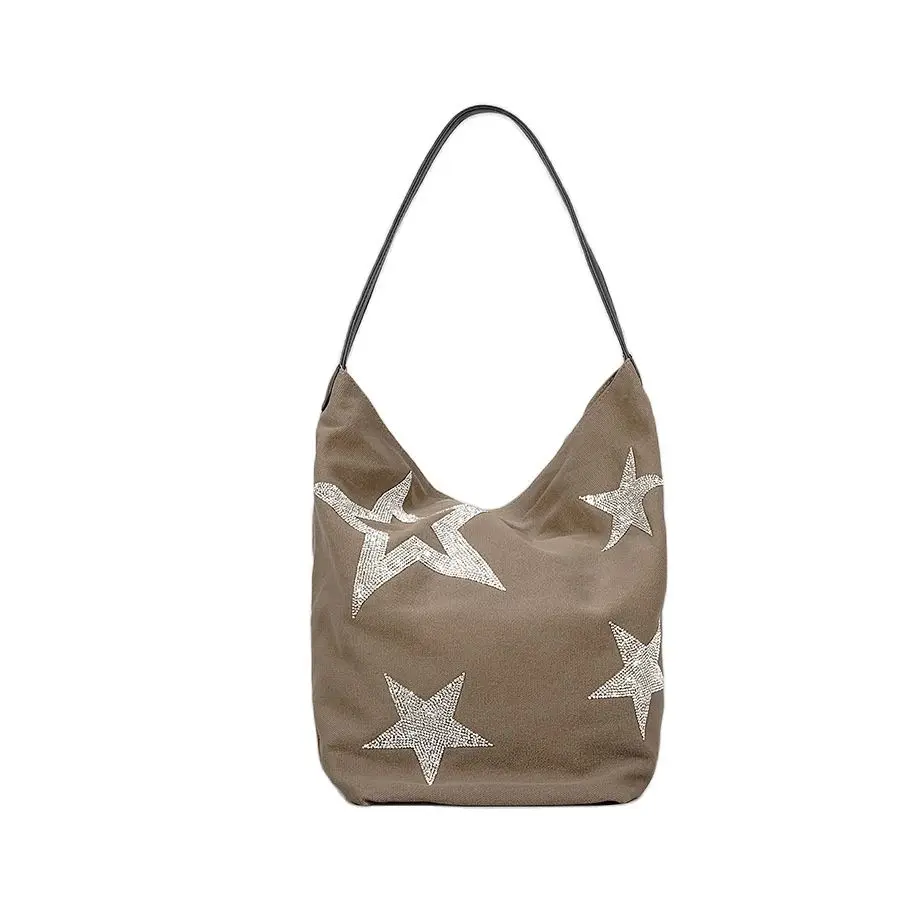 2022 High Quality Women Diamond Star Shoulder Bags Canvas Women Printed Star Bags Bucket Bags 2 Colors Drop Shipping