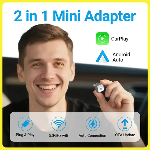 2025 New Latest 2025 CarPlay Android Auto Wireless Adapter USB Dongle Car Mini Box Plug And Play Universal For VW Toyota Nissan