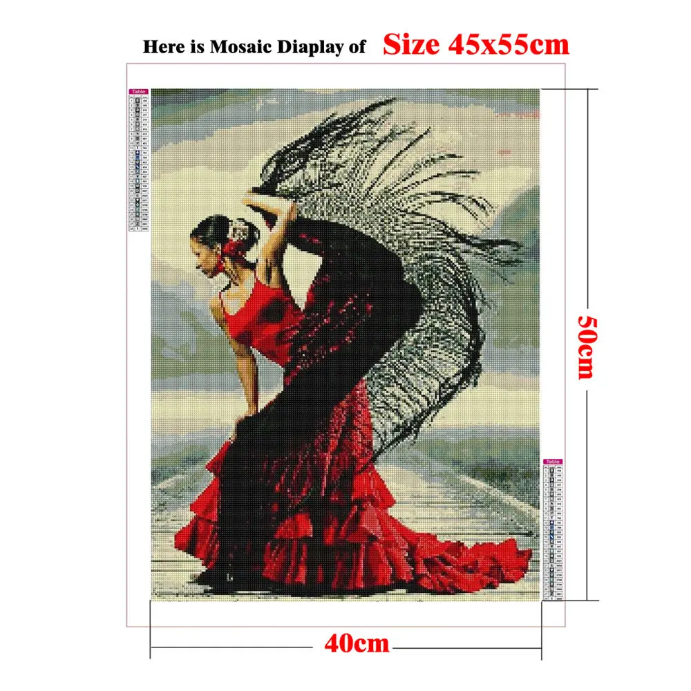 Full Drill Diamond Painting Spanish Passion Flamenco Woman in The Twilight Portrait Picture Embroidery DIY Mosaic Handmade Gift view 2