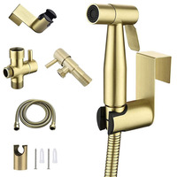 Stainless steel Gold Toilet Bidet Sprayer wc shower head set Douche Handheld water T valve Hose Muslim Kit bathroom cleaning K