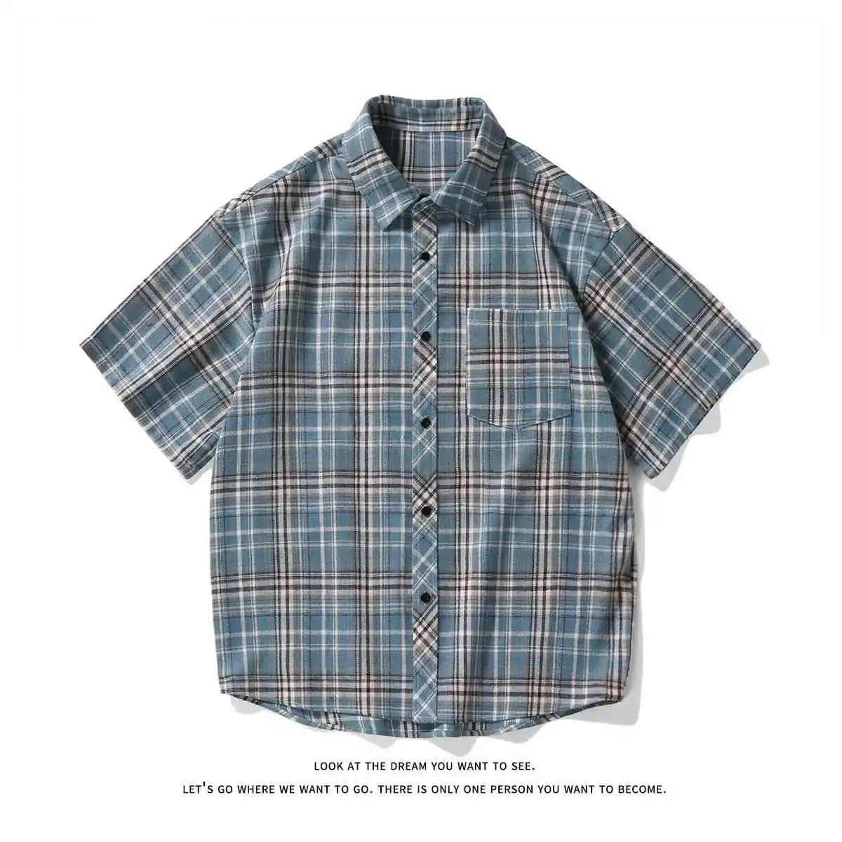 

Casual Plaid Men's irt Large Size Cotton ort Sve Daily Wear Open Cardigan Sle Faionable Casual Wear for Men