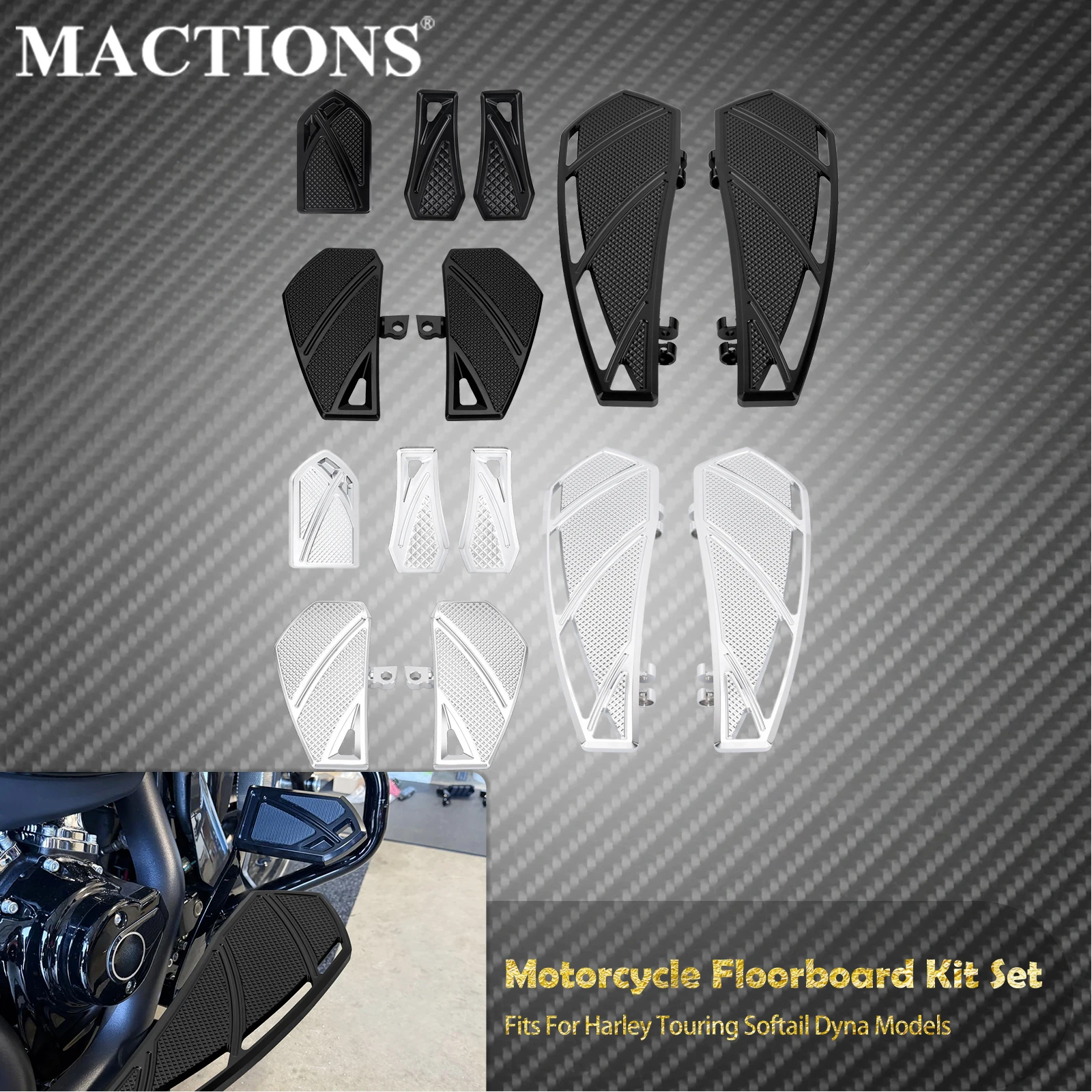

Motorcycle Footpegs Driver Passenger Floorboards Brake Pedal Pad Footrest For Harley Softail Touring Glide Dyna FLD FLHR FLHT