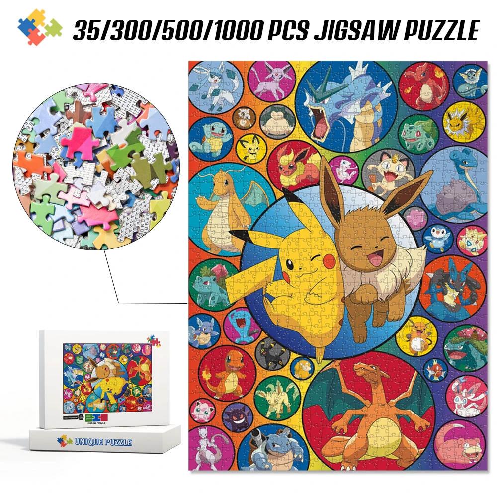 Pokmon Pokemon Ball Cartoon Jigsaw Puzzle 35/300/500/1000 Pieces Cardboard/wooden Tangram Puzzles Game for Adults Children Toys