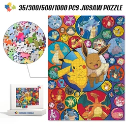 Pokmon-rompecabezas de dibujos animados de Pokemon Ball, juego de rompecabezas Tangram de cartón/madera para adultos y niños, 35/300/500/1000 piezas