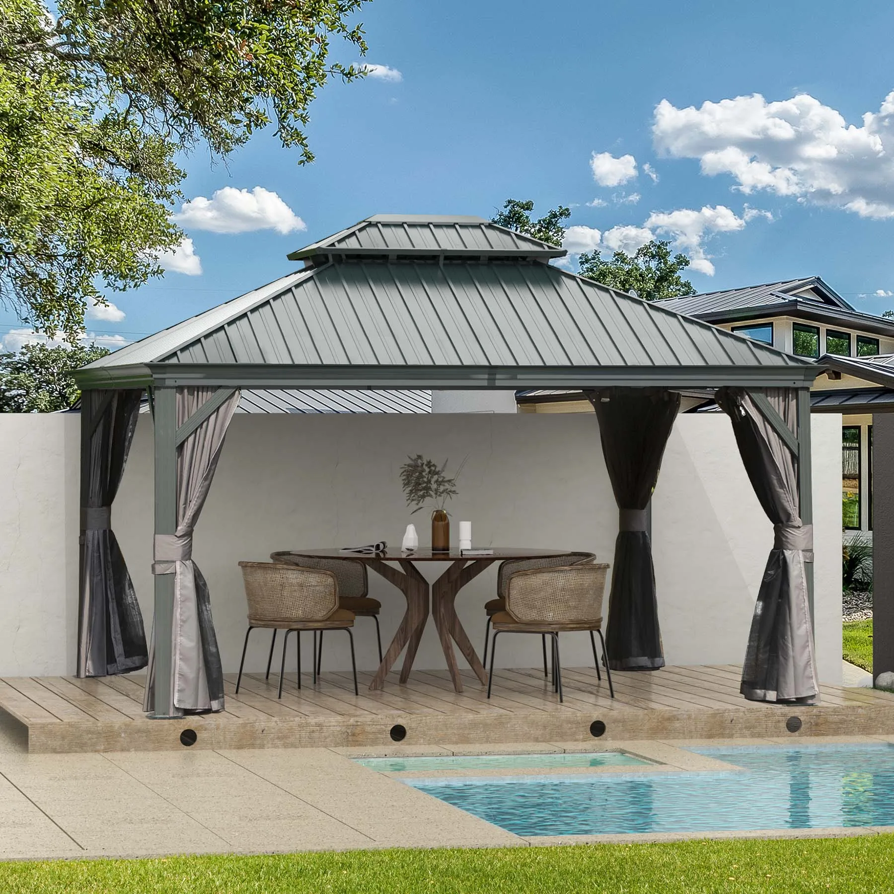 

High Quality Heavy Duty Pergola Gazebo With Mosquito Net UV Protection Weather Resistant For Outdoor Garden Patio Backyard Shade