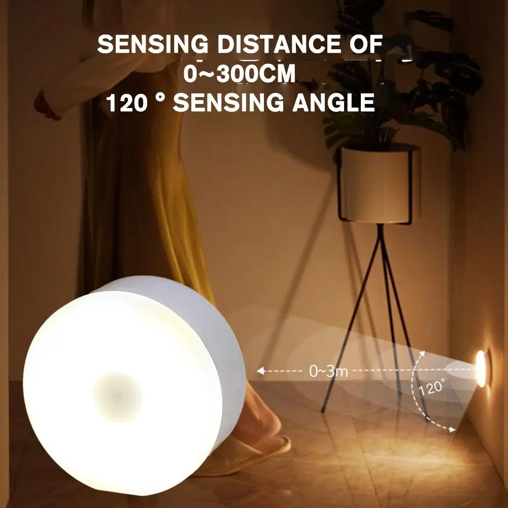 Round  Light LED Night Rechargeable Battery Powered Closet Bathroom Stairs Magnet DIY Lamp For Home Use