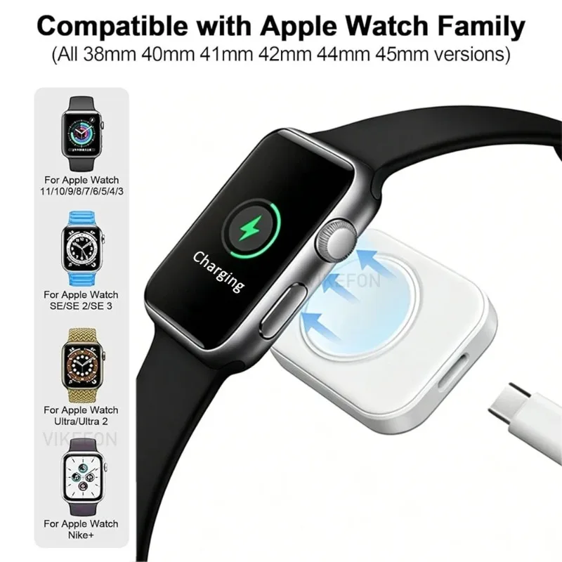 

Portable Magnetic Wireless Charger For Apple Watch Type-C Fast Charging Dock Compatible iWatch Ultra Series 38-45mm Home Travel