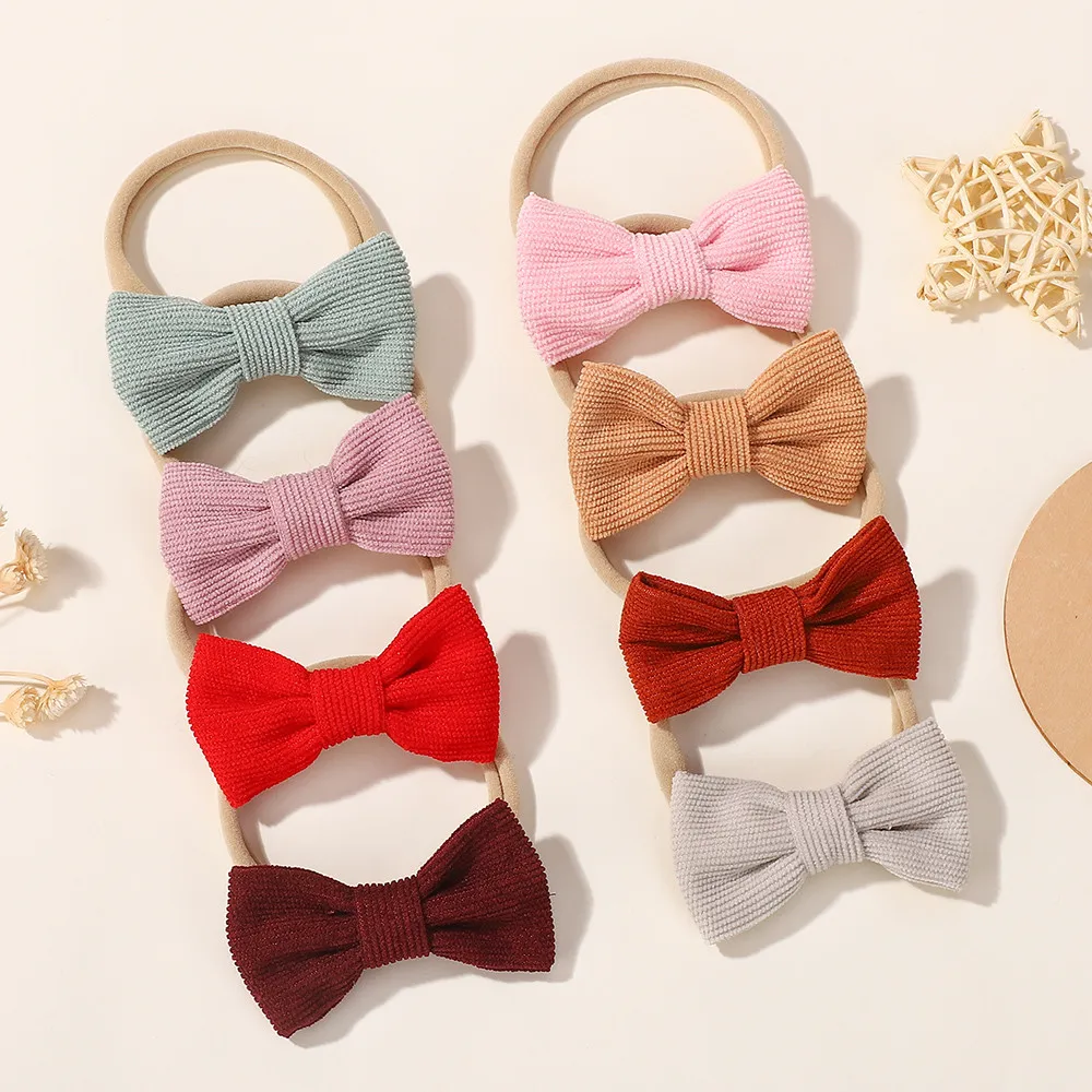 20 Stück zufällige Farbe Bögen Stirnband für Baby Mädchen süße handgemachte gestrickte Schleife Kinder Haargummis Kopfbedeckung Baby Haarschmuck