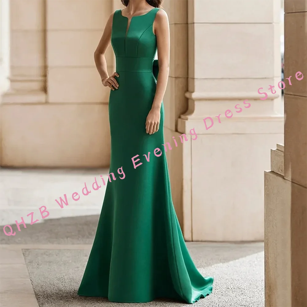

Classic V-Neck Sleeveless Bow Backless Mermaid Formal Evening Dresses Birthday Party Prom Gowns Customized