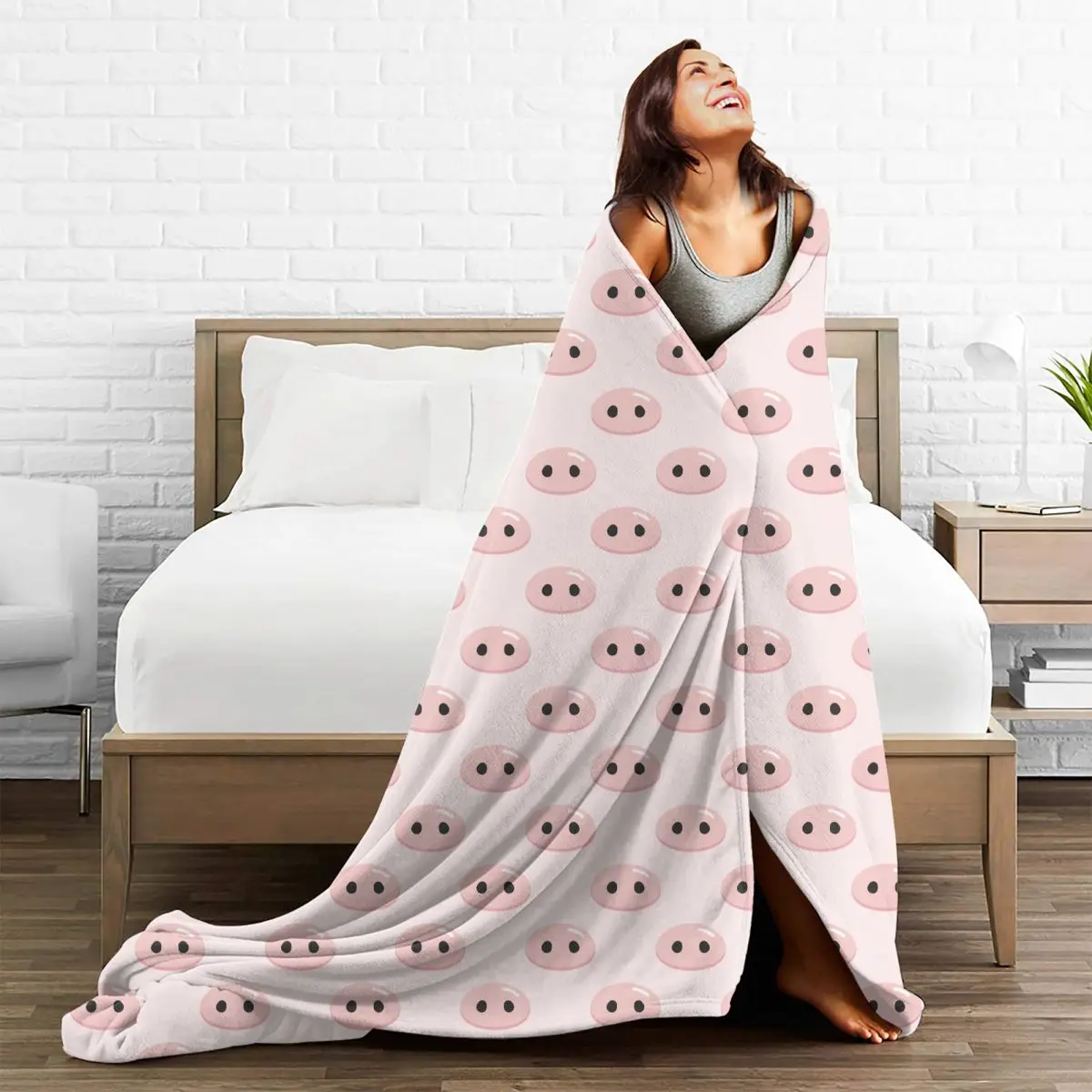 Pink Cartoon Cute Pig Animal Blankets Flannel Summer Multi-function Warm Throw Blanket for Bedding Travel Bedspread