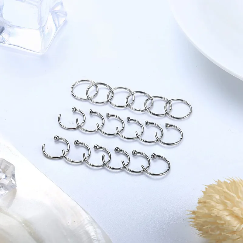 Stainless steel 42PCS nose ring nail, surgical steel nose piercing kit, hypoallergenic nose piercing jewelry, 20-gauge nose nail