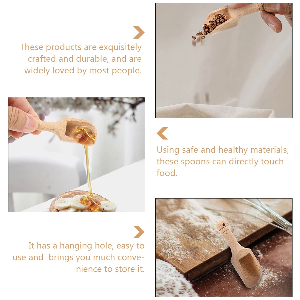 

10pcs Mini Wooden Spoons Kitchen Seasoning Spoons Wood Spoon For Salt Tea Coffee Bean Bath Decorative Small Spoon
