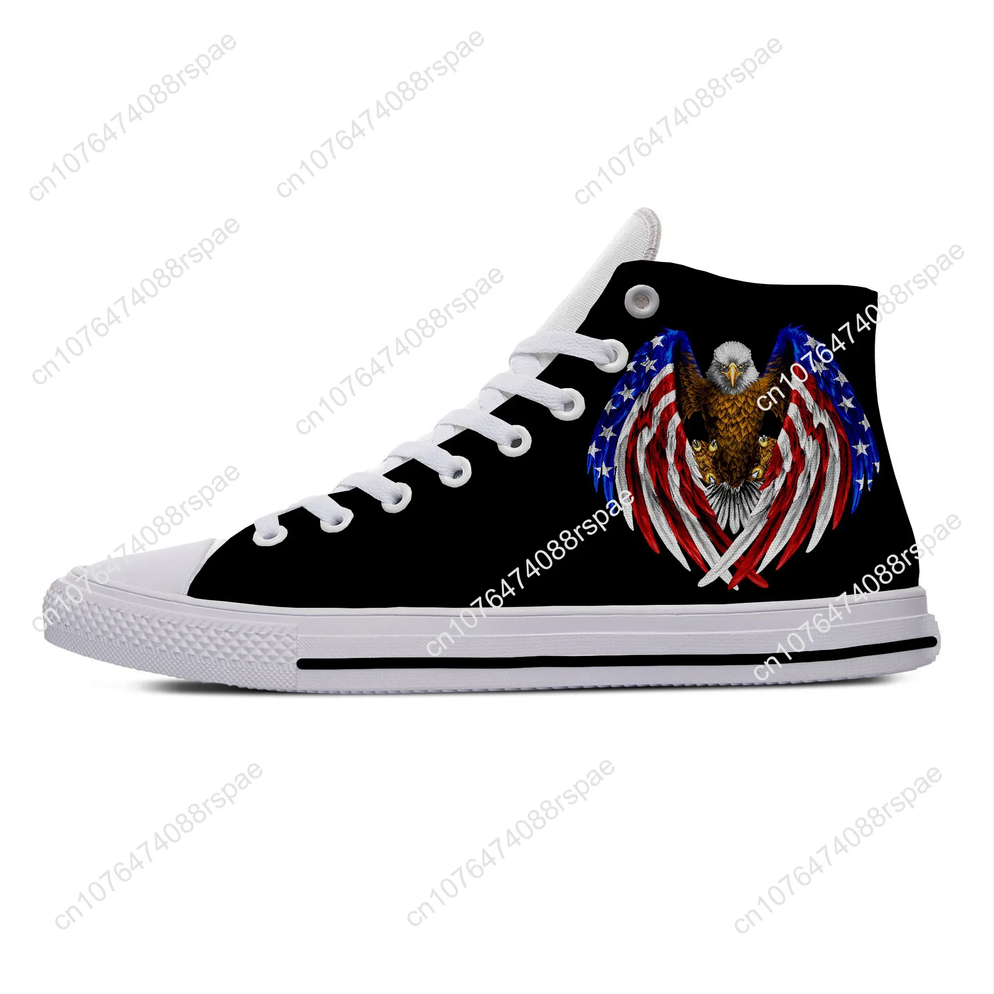 USA US American America Flag Eagle Patriotic Casual Cloth Shoes High Top Lightweight Breathable 3D Print Men Women Sneakers