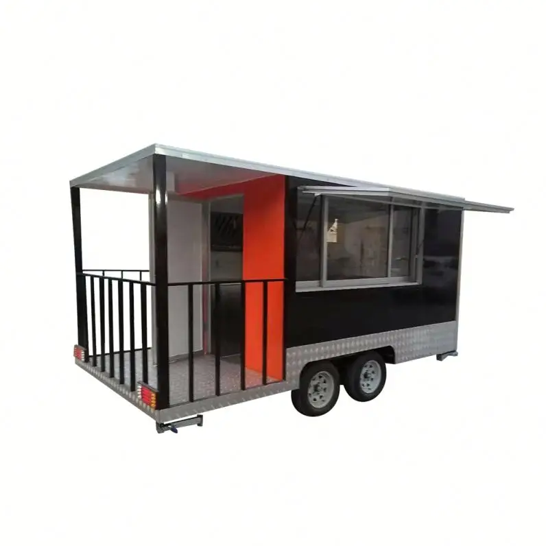 รถเข็นขายอาหารไม้ขนาดใหญ่ตู้ขายอาหารกลางแจ้งรถขายอาหารฮอตดอก