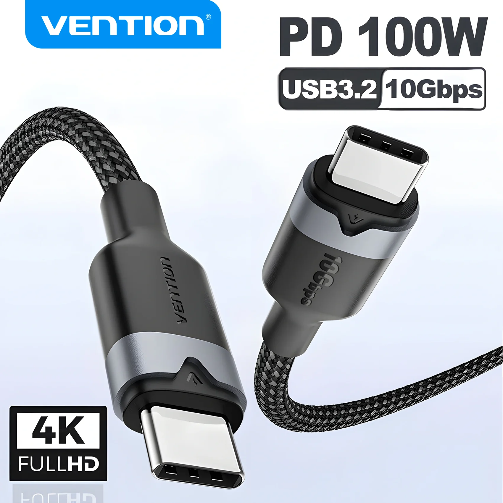 Vention USB C Cable 10Gbps 4K60Hz Cable USB3 Gen2 100WPD Fast Charge Cord Video Data for MacBook Samsung Galaxy S24 iPhone 17 16