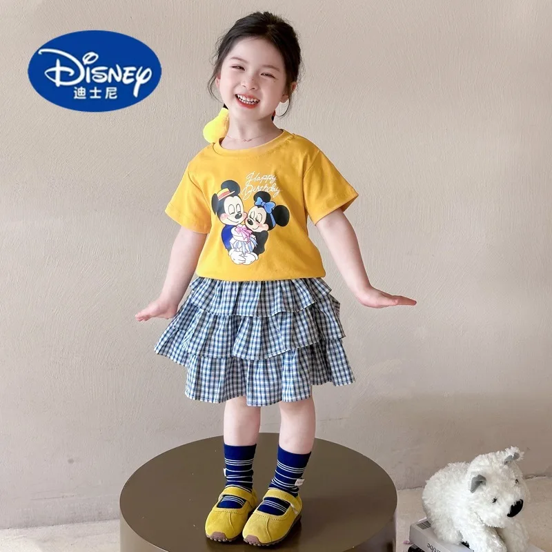 

Disney Sweet Cartoon Mouse Outfit for Girls | 2025 Summer 2-Piece Set with Pleated Skirt & Tee