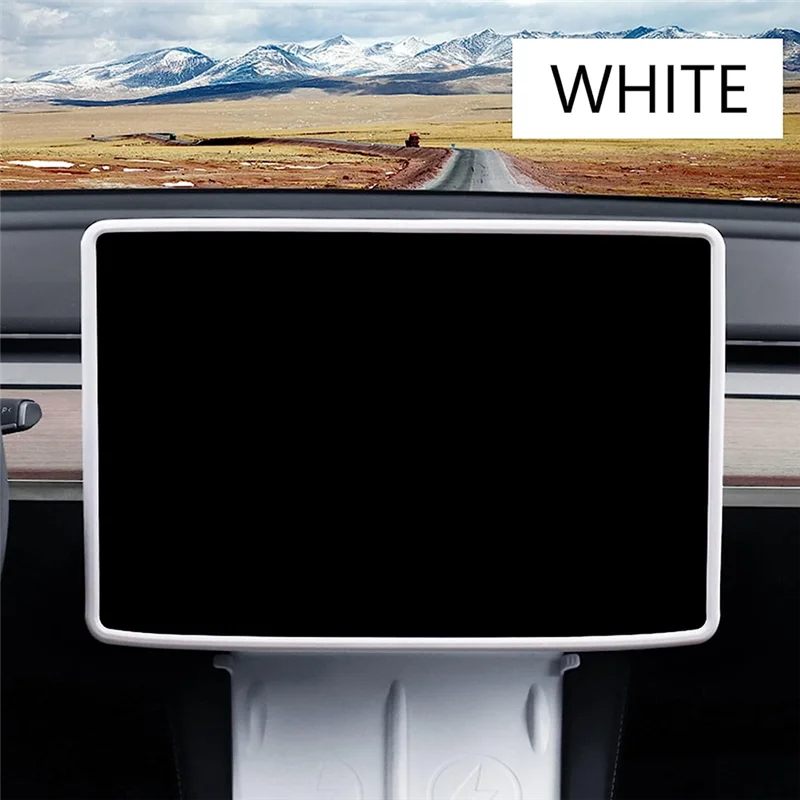 إطار واقي للشاشة لتسلا ، ديكور وحدة التحكم المركزية من السيليكون ، حماية بيضاء ، طراز 3 ، ملحقات طراز Y ، من من-من من من من السيليكون