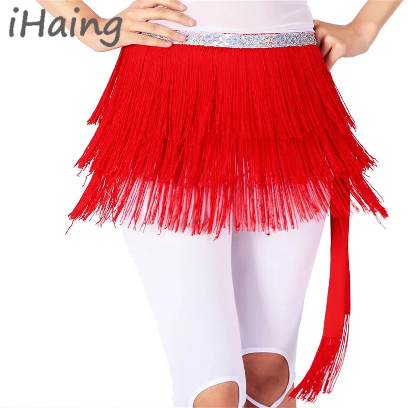 

Юбка для танца живота с блестками и бахромой для взрослых, пояс с кисточками, короткий шарф для танца живота, поясная цепочка для рейв-вечеринки для женщин, сценический костюм