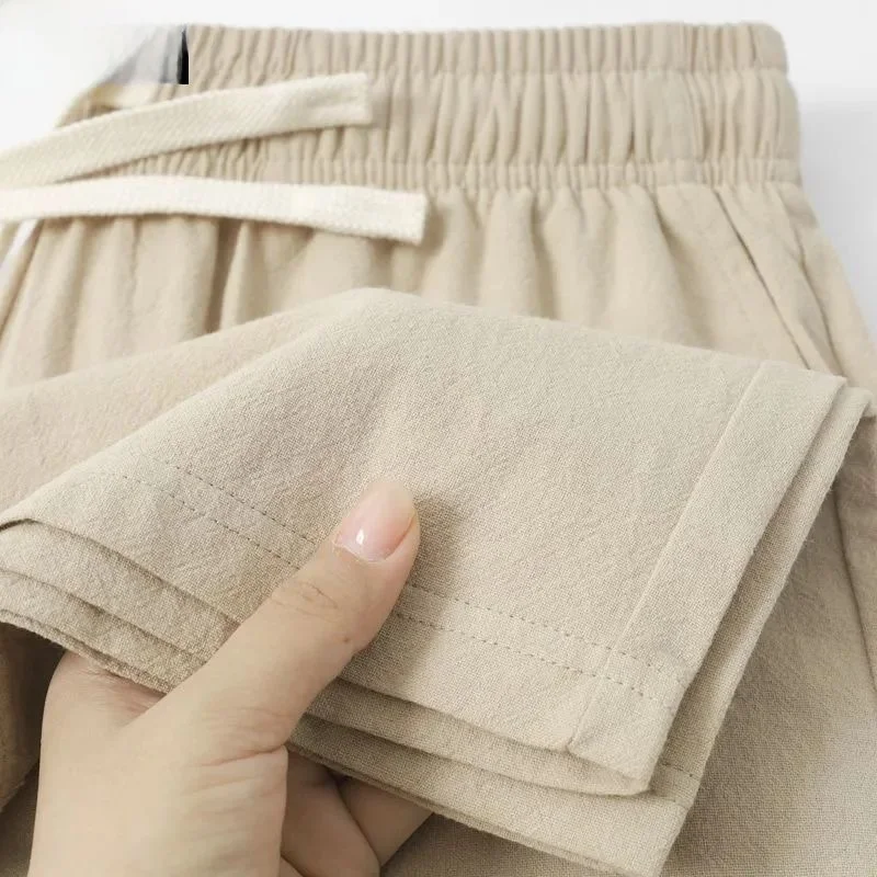 

Breathable Linen Cotton Straight Leg Pants Loose Fit Casual Comfortable Summer Long Trousers for Men And Women