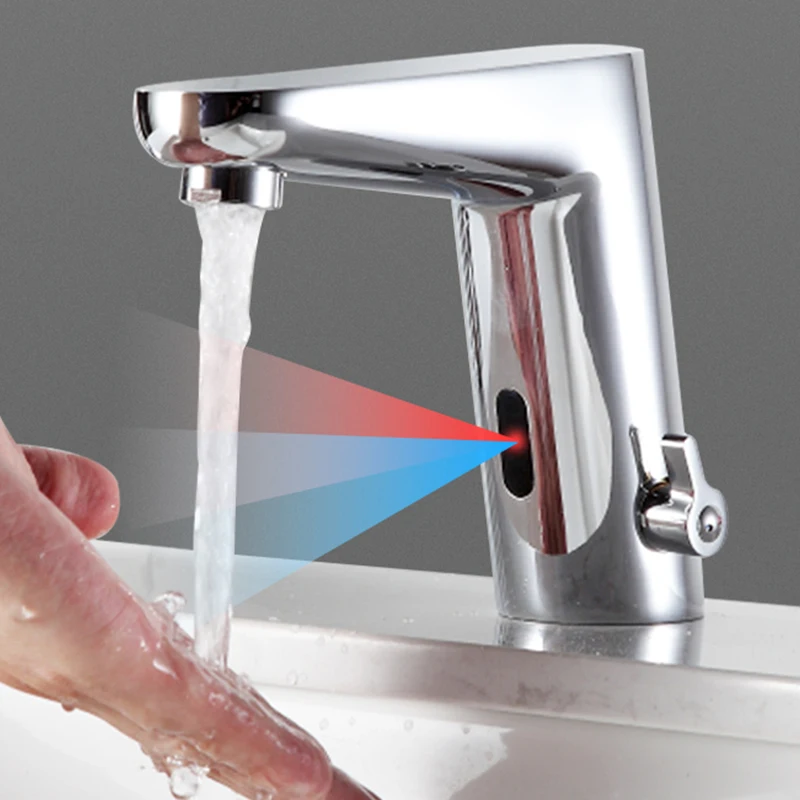 

Automatic Sensor Mixer Bathroom Faucet Electric Touch-less Kitchen Sink Basin Battery Power Hot and Cold Water Taps