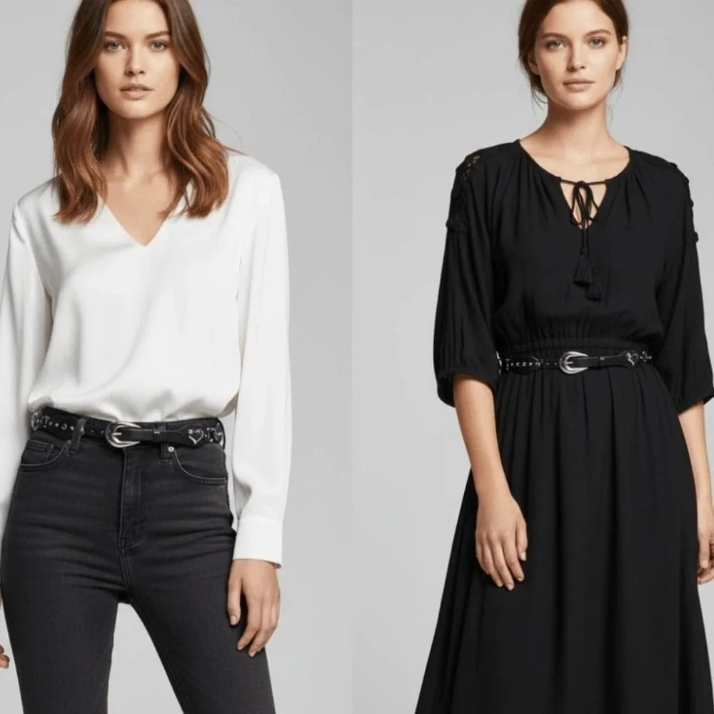 

Модный регулируемый ремень с заклепками в форме сердца, в стиле панк, для украшения джинсов, винтажный, в стиле Y2K, для крутых девушек, из кофейно-черной кожи, для вечеринок