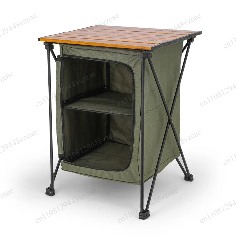 Outdoor Camping Folding Storage Cabinet Camping Portable Multi-functional Aluminum Alloy Dual-purpose Table Cabinet