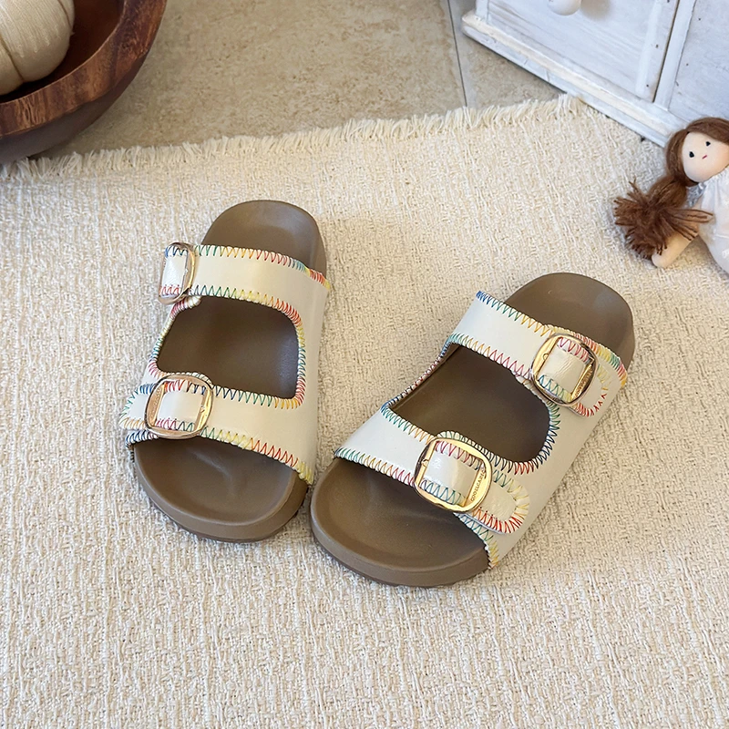 Girls Princess Sandals Outdoors for Kids Beach Shoes Open Toes Soft Sole 2026 Summer New Children Slippers Korean Style Non-slip