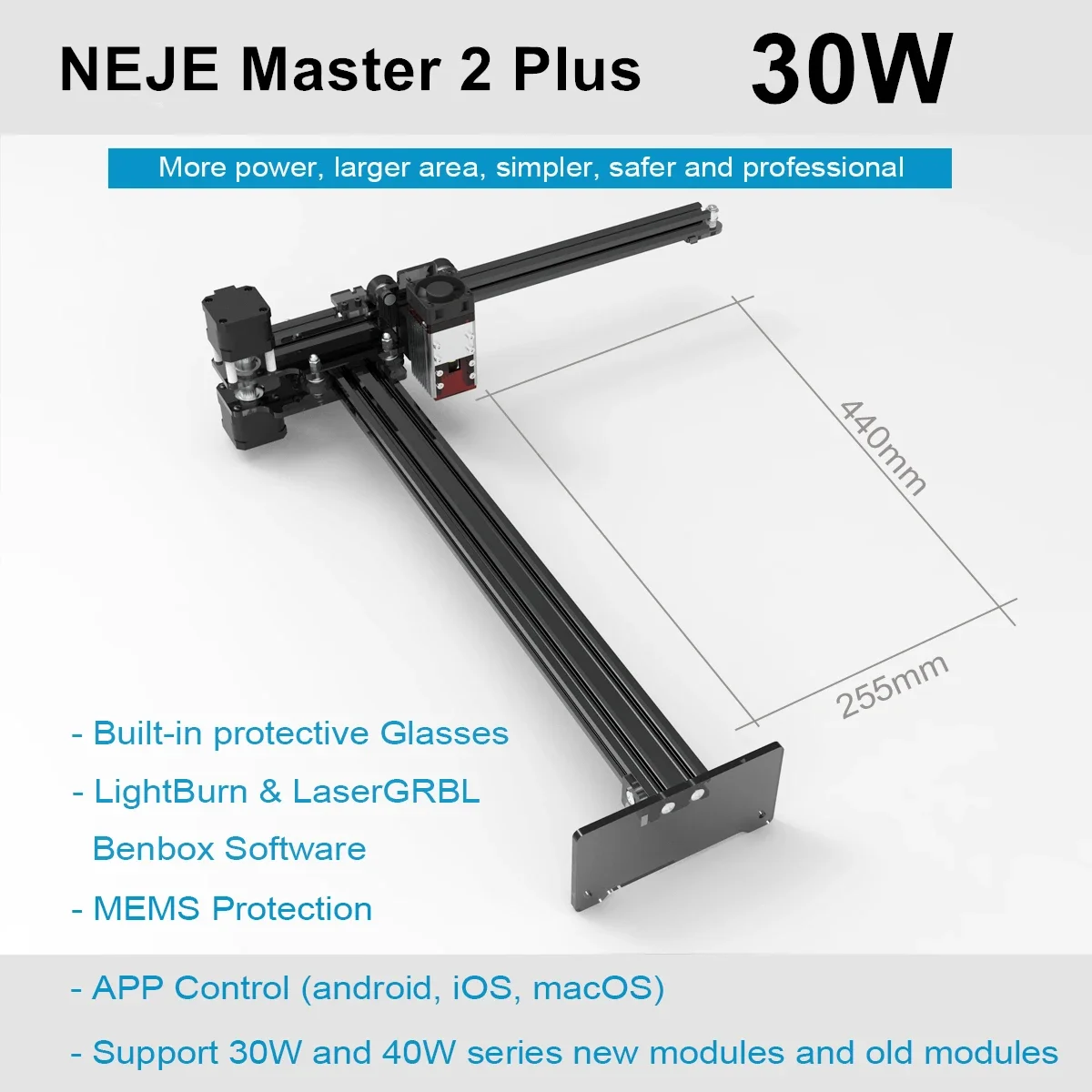 yyhc Soyeer Professional NEJE Master 2 plus Portable laser engraving machine 255 x 440 mm 30W/40W Cutting lightburn app control