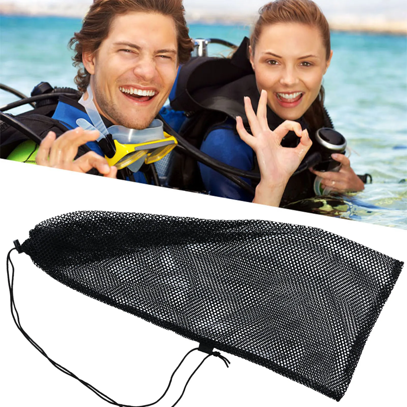 Diving Drawstring Mesh Bag Large Capacity Snorkeling Gear Bag for Diving Snorkeling Underwater