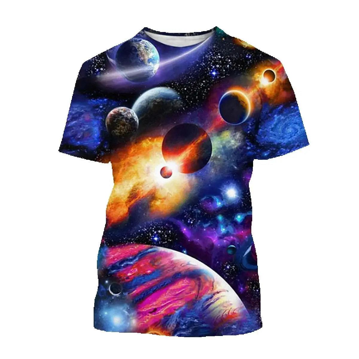 

Summer Men's Woman Short Sleeve T Shirt Oversized Harajuku Tops Tees Kids Clothing Galaxy Outer Space Planet 3D Print T-Shirts