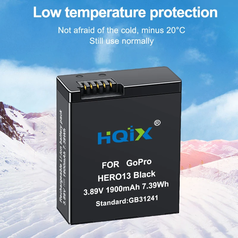 HQIX 적용 가능 Gopro Hero13 Black 액션 카메라 듀얼 충전기 배터리