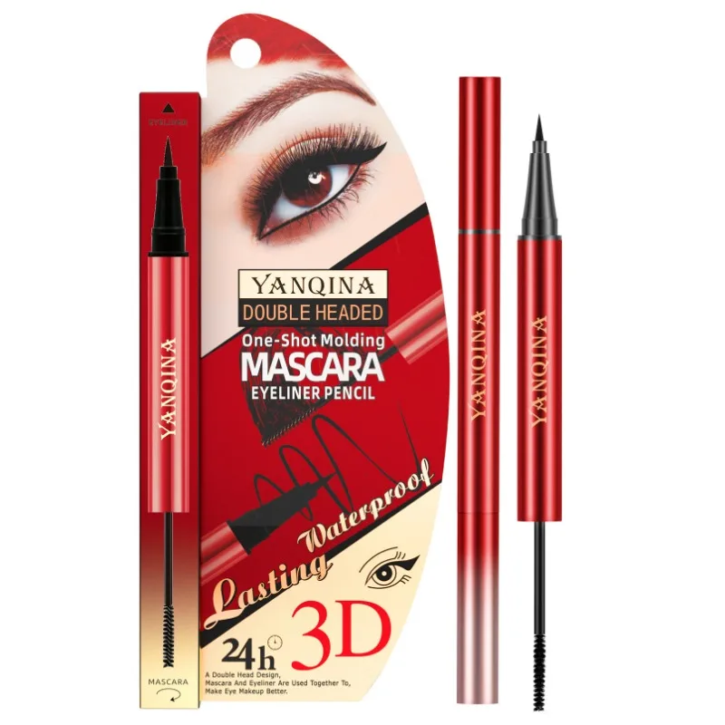 YANQhr-Mascara Eyeliner Double Tête 2 en 1 pour Documents, vaccage Rapide, Imperméable, Résistant à la Sueur, Mode Novice, Convient