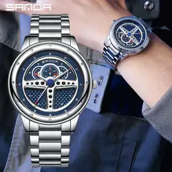 Vendita calda orologio da polso sportivo da uomo volante per auto modello 3D orologio impermeabile in acciaio inossidabile orologi al quarzo Relogio Masculino