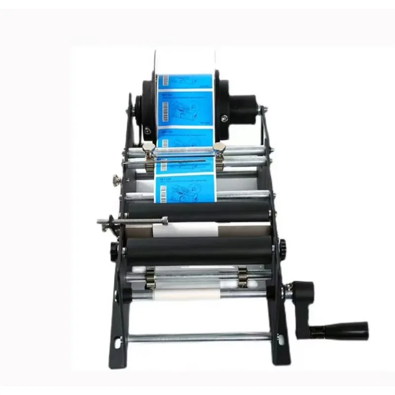 Flat Bottle Packing Slitting Equiment Hand Small Manual Wine Adhesive Sticker Round Plastic GlassHandle Labeling Packing Machine