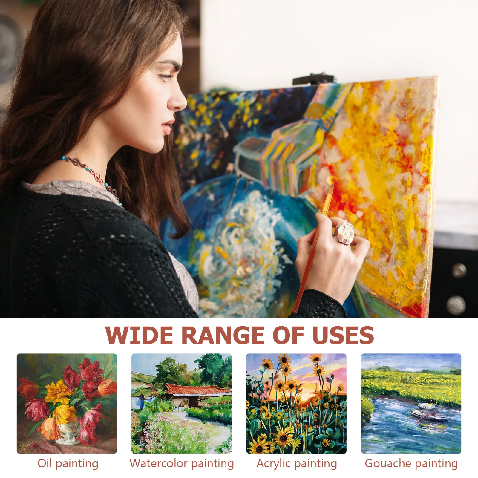 6 قطع من فرش الرسم الزيتي، تفاصيل دقيقة، متينة تدوم طويلاً لإعلانات الحائط، مجموعة فرشاة ألوان مائية #4