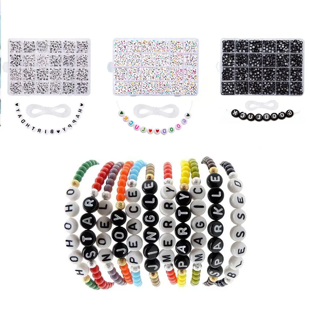 

1850 шт. 4x7 мм круглые акриловые бусины с буквами алфавита A-Z бусины с узором и для изготовления ювелирных изделий браслеты ожерелья брелки