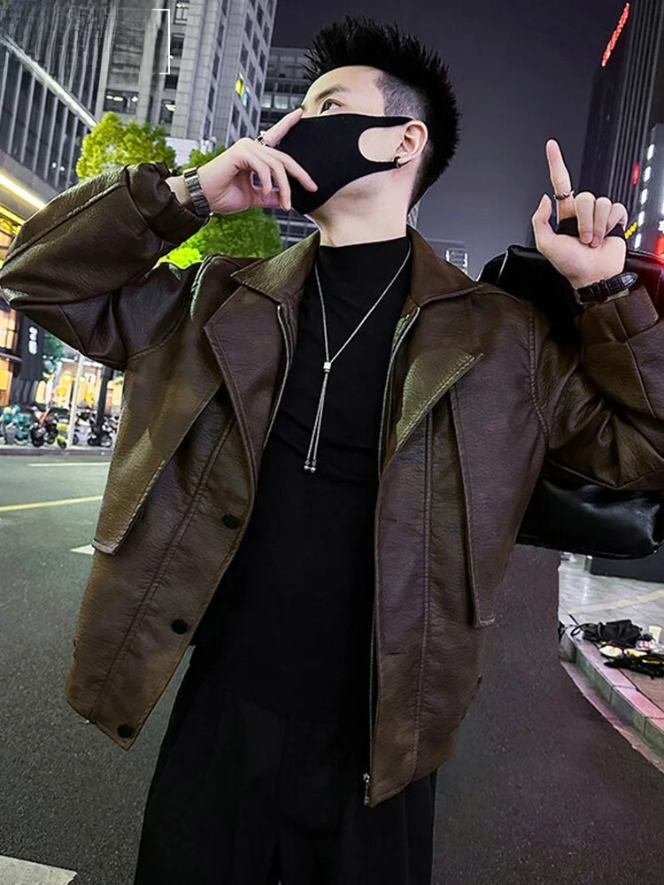 

Мужская куртка из искусственной кожи Faionable Thiened, осенне-зимняя, новая, стильная, имитация двухслойного дизайна, крутая и модная.