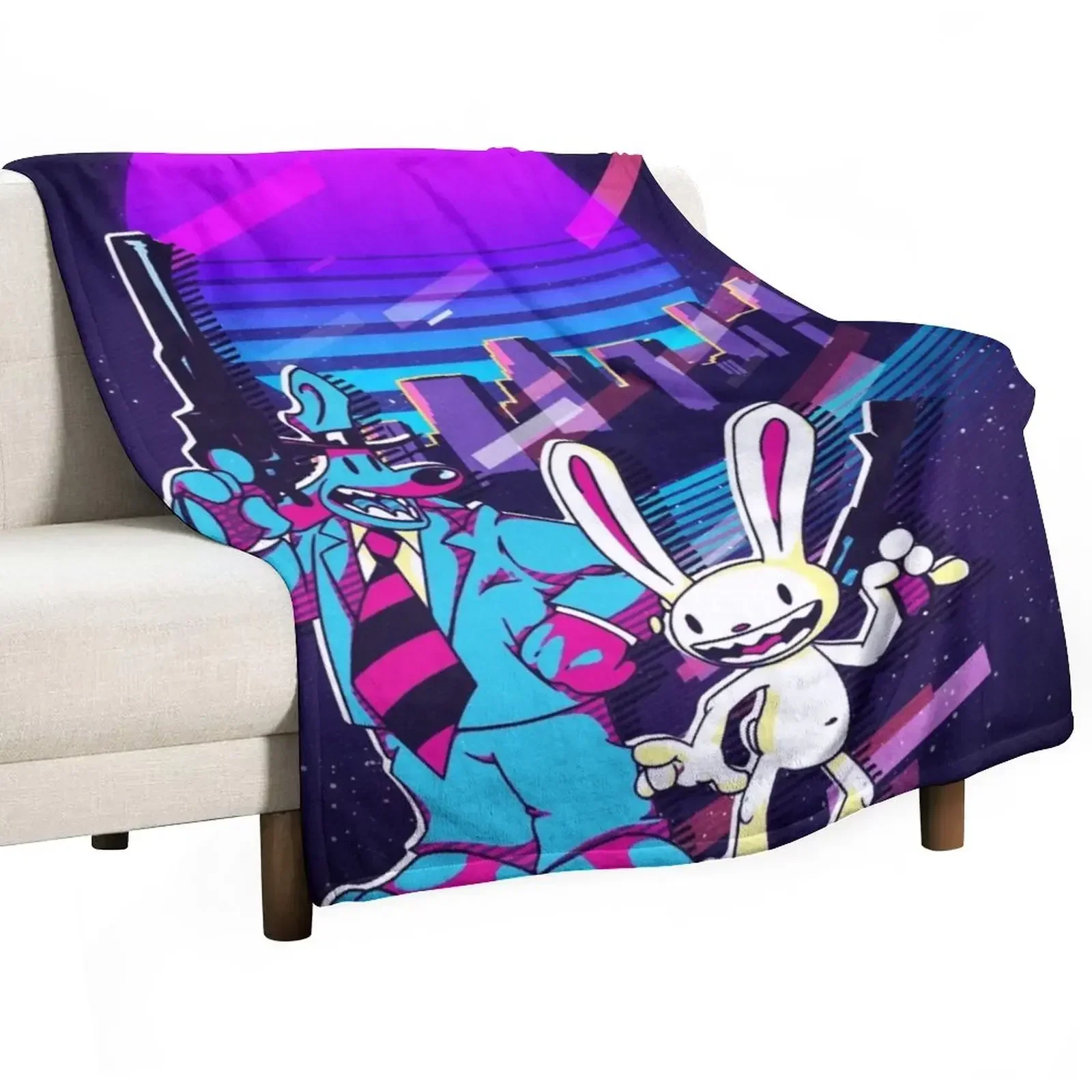 

Retro Sam & Max Throw Blanket Personalized Gift Stuffeds Soft Beds Blankets