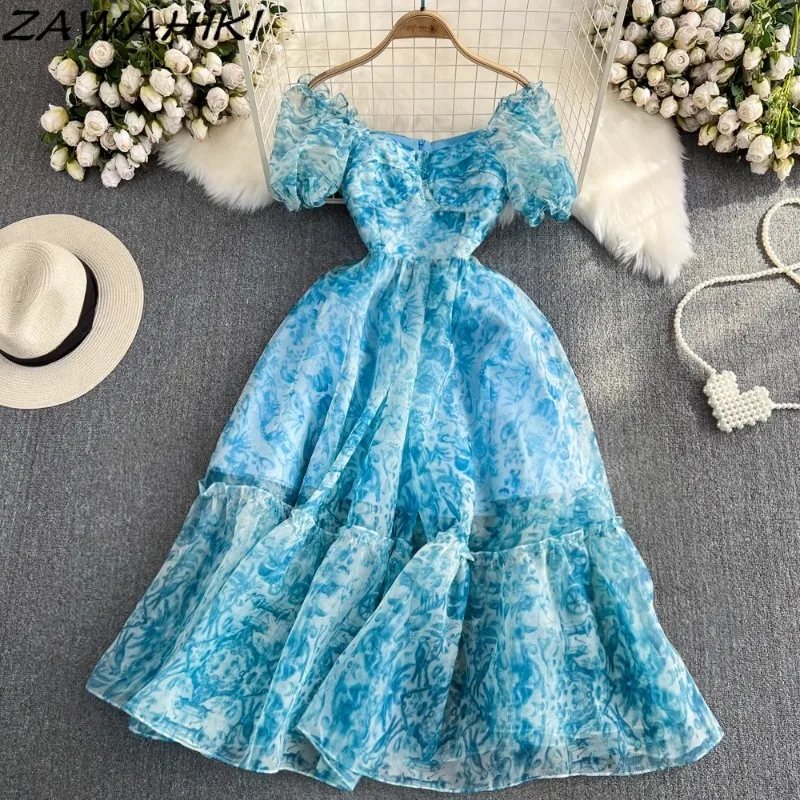 

Evening Dresses for Women Ruffles Elegant Vestidos Vintage Patchwork Pleated Femme Robe Floral Korean Office Lady Ropa Mujer