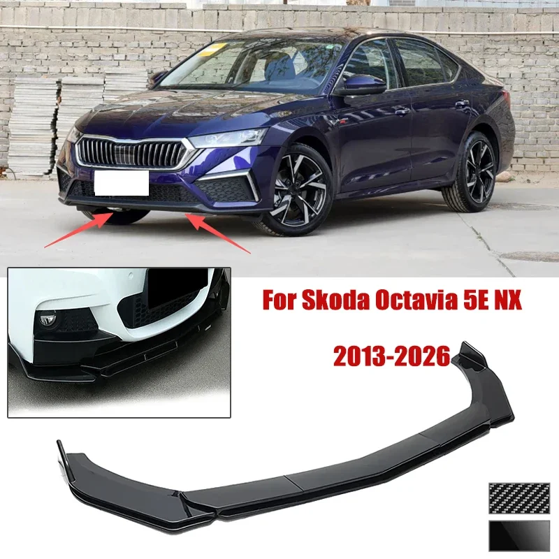 5pcs Front Bumper Shovel For Skoda Octavia 5E NX 2013-2026 Spoiler Front Bumper Deflector Anti Scratch Protection Device